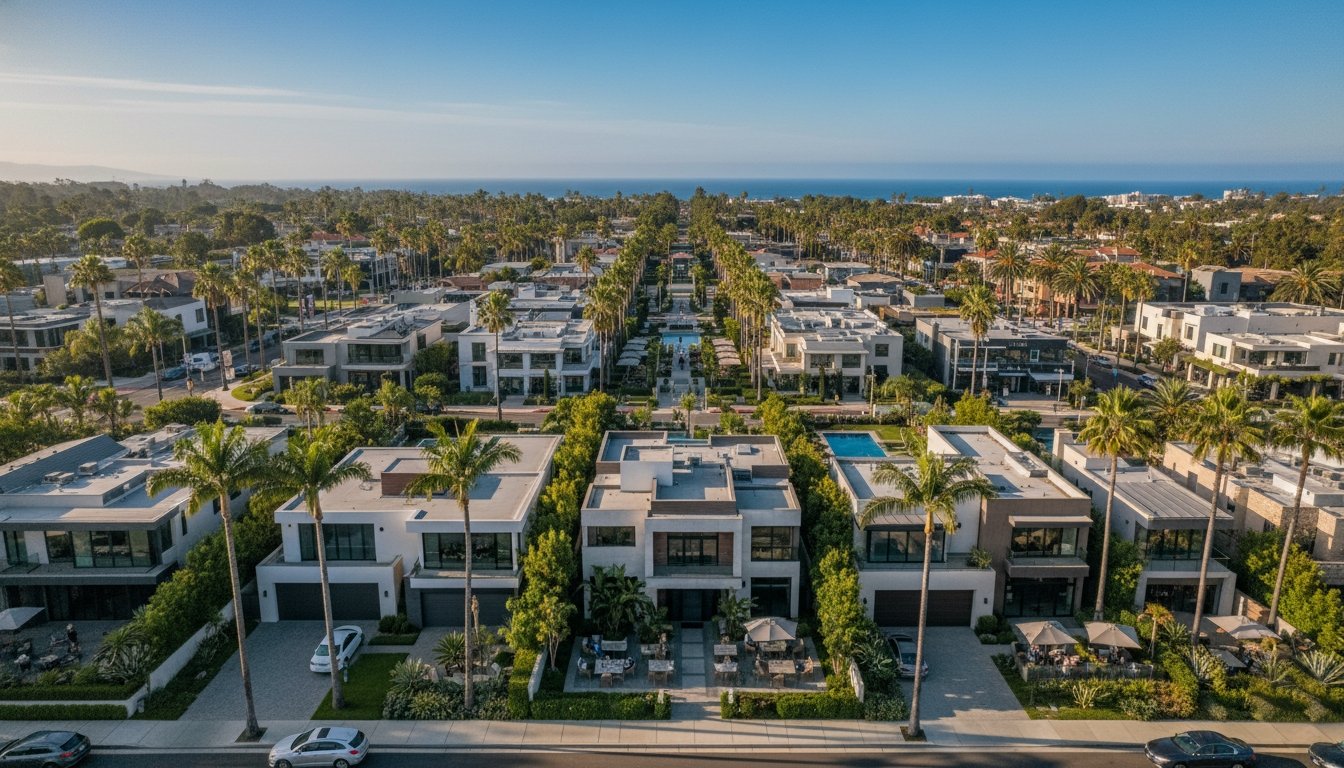 Aerial view of homes in Costa Mesa