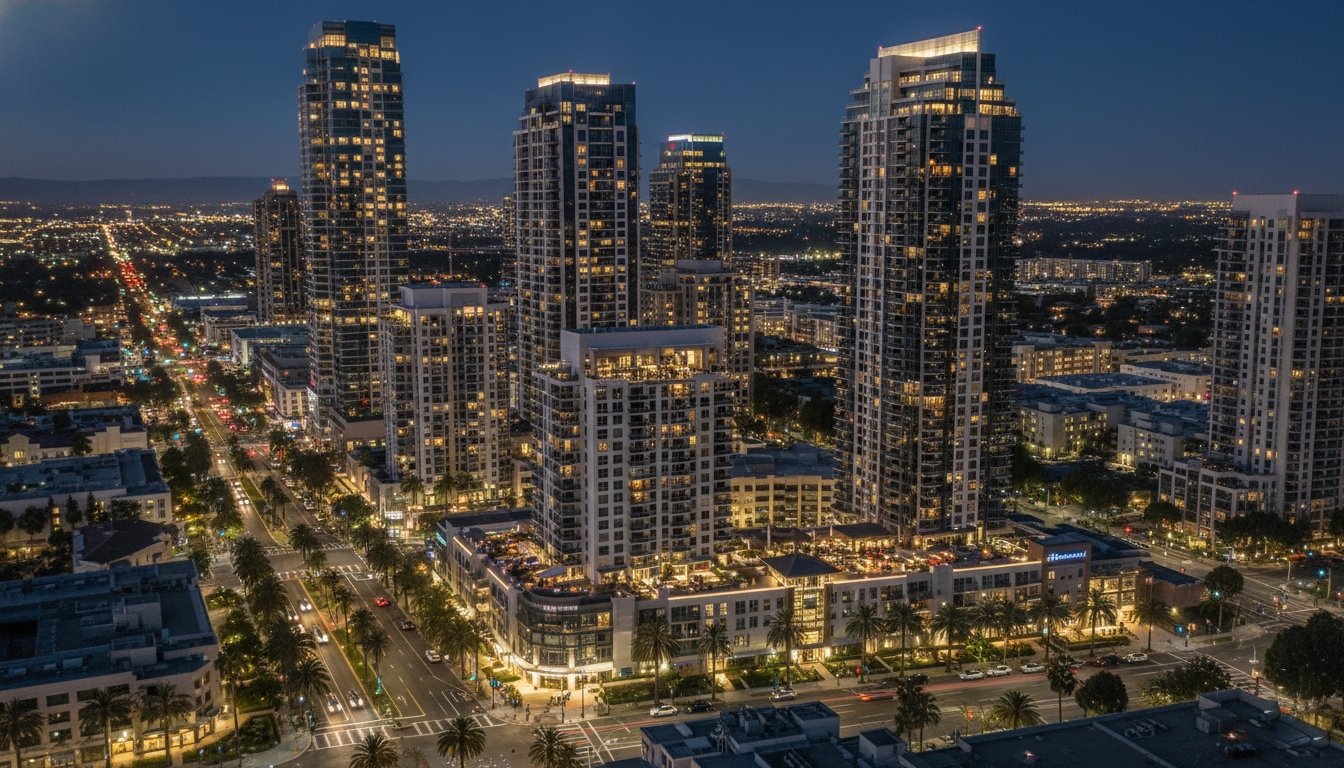 Irvine city skyline at night