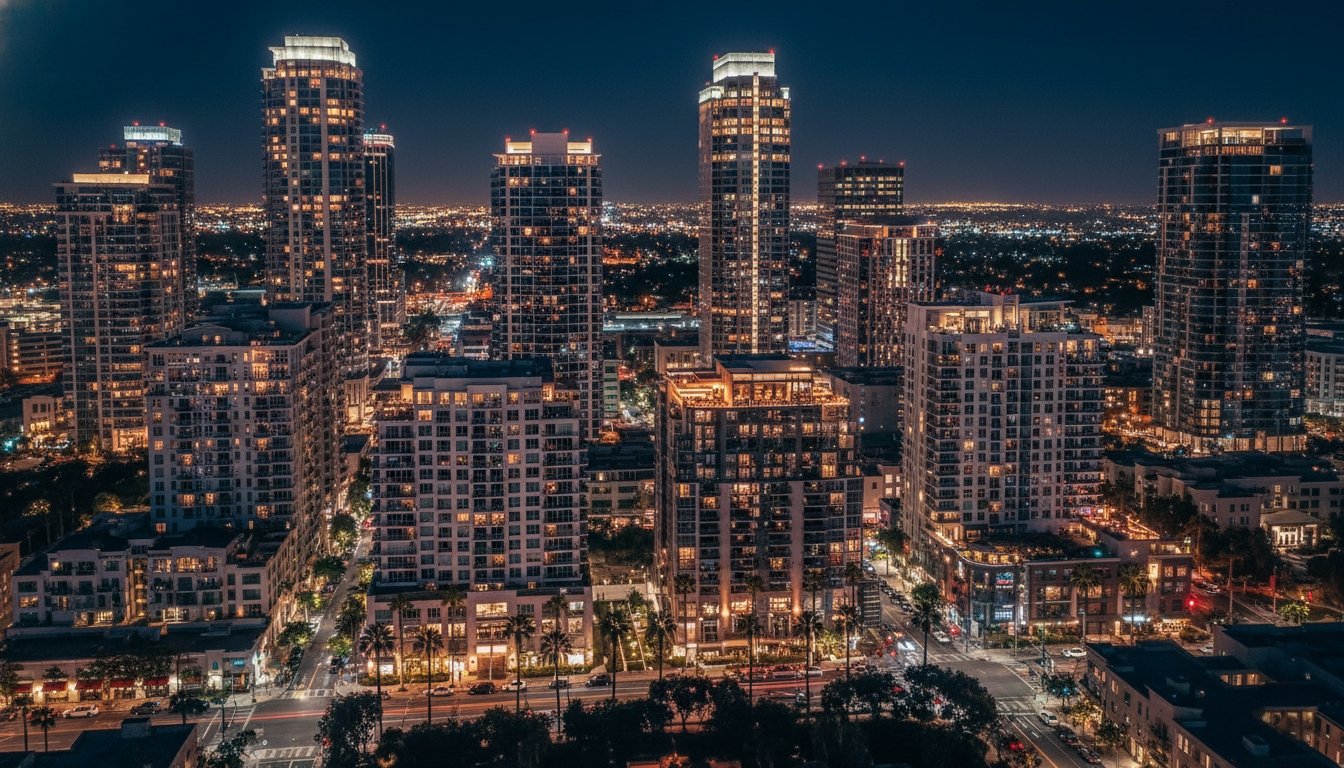 Irvine city skyline at night