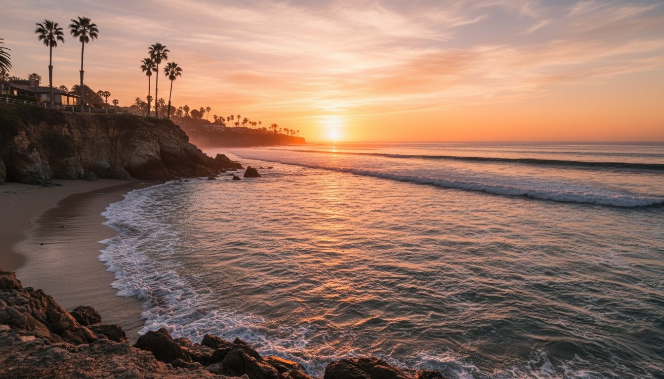 Sunset over Laguna Beach coastline