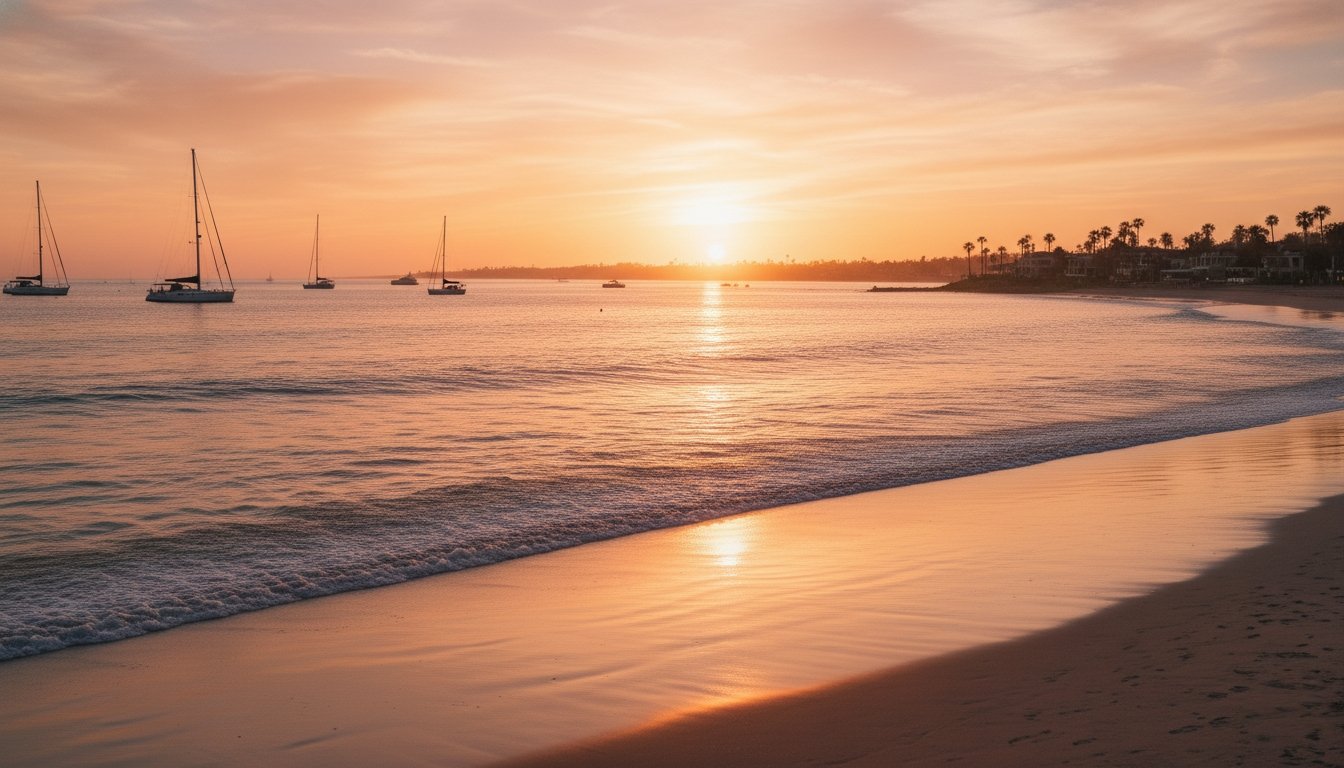 Newport Beach ocean view at sunset