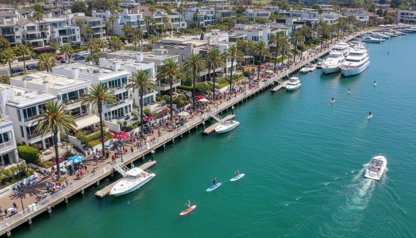 Newport Beach waterfront homes and harbor